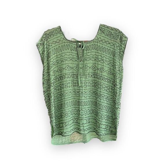 GRYPHON | 100% Silk Green Beaded Top (S) - Picture 1 of 4